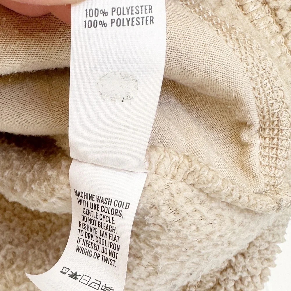 AERIE Offline Cream Tan Sherpa Fleece Quarter Zip Pullover XS - Picture 5 of 7